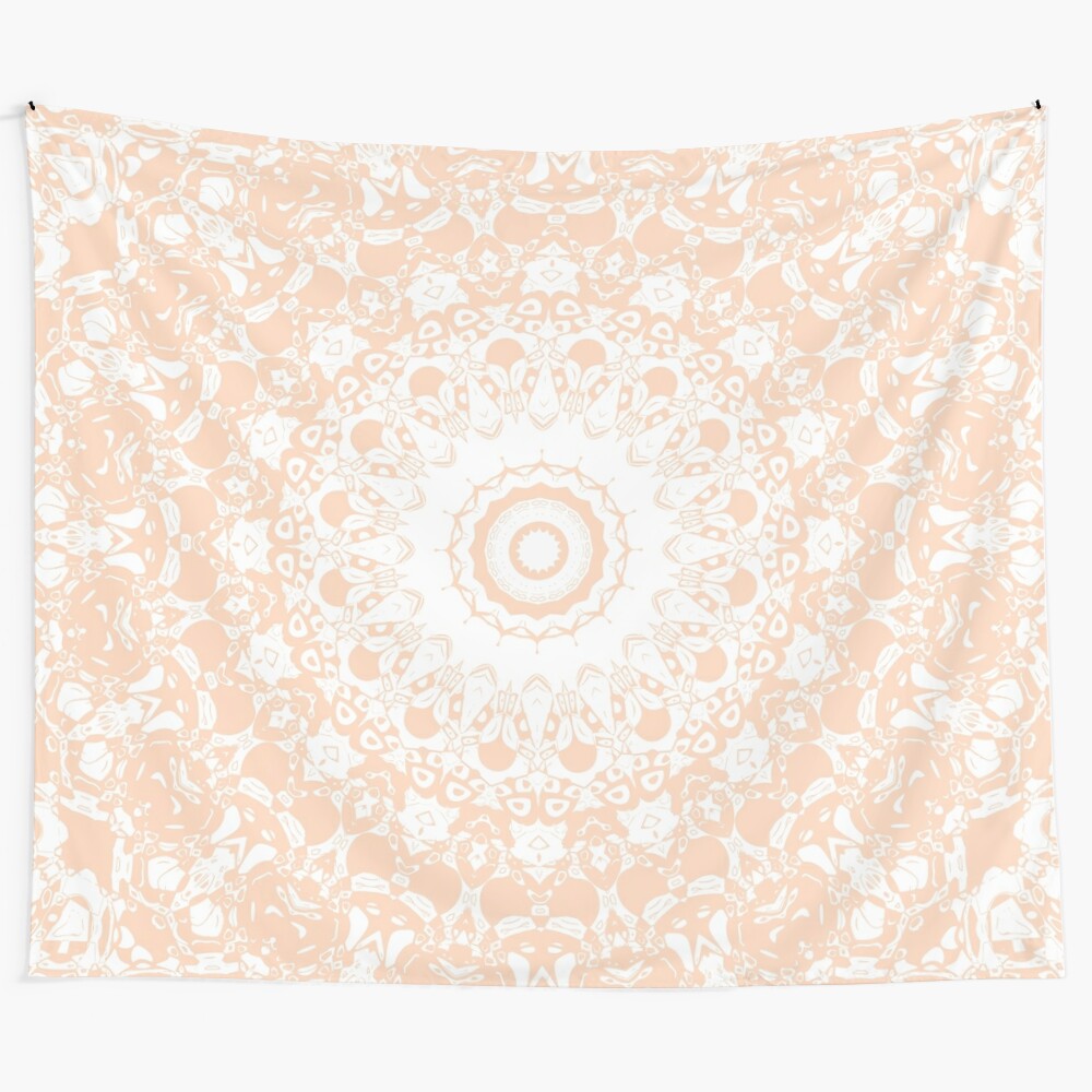 Pastel mandala and pumpkin design tapestry wall hanging