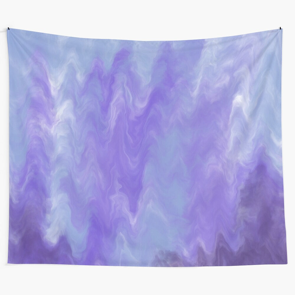 Vibrant tie-dye tapestry with indigo and periwinkle hues