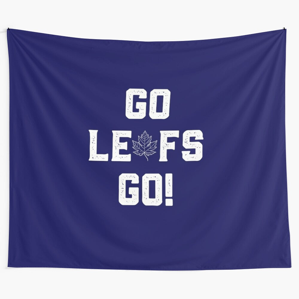 Vintage-inspired Toronto Maple Leafs tapestry with "Go Leafs Go" message