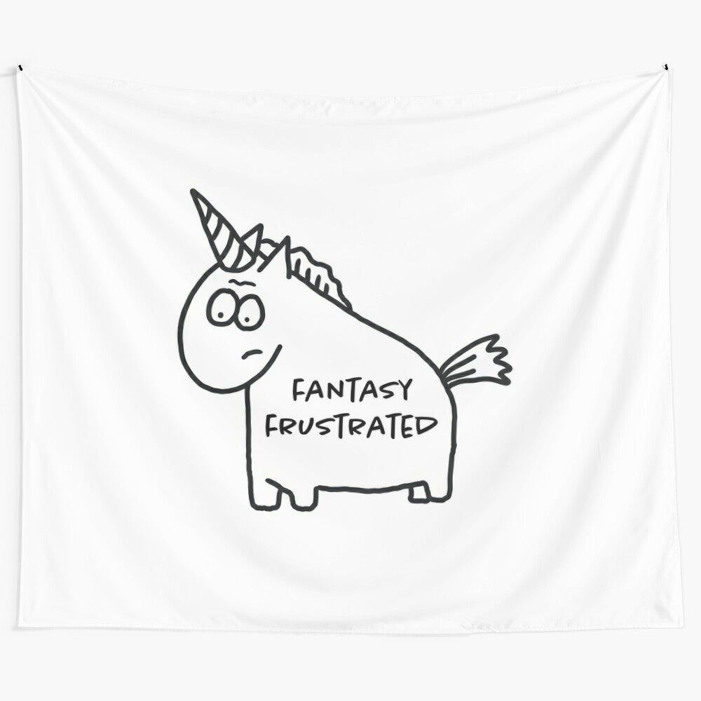 Colorful tapestry featuring a whimsical unicorn design with fantasy elements