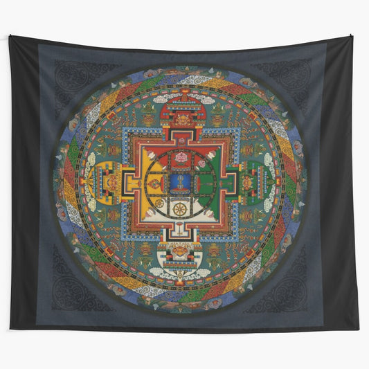 Vibrant Tibetan Buddhist Mandala Tapestry featuring Yamantaka