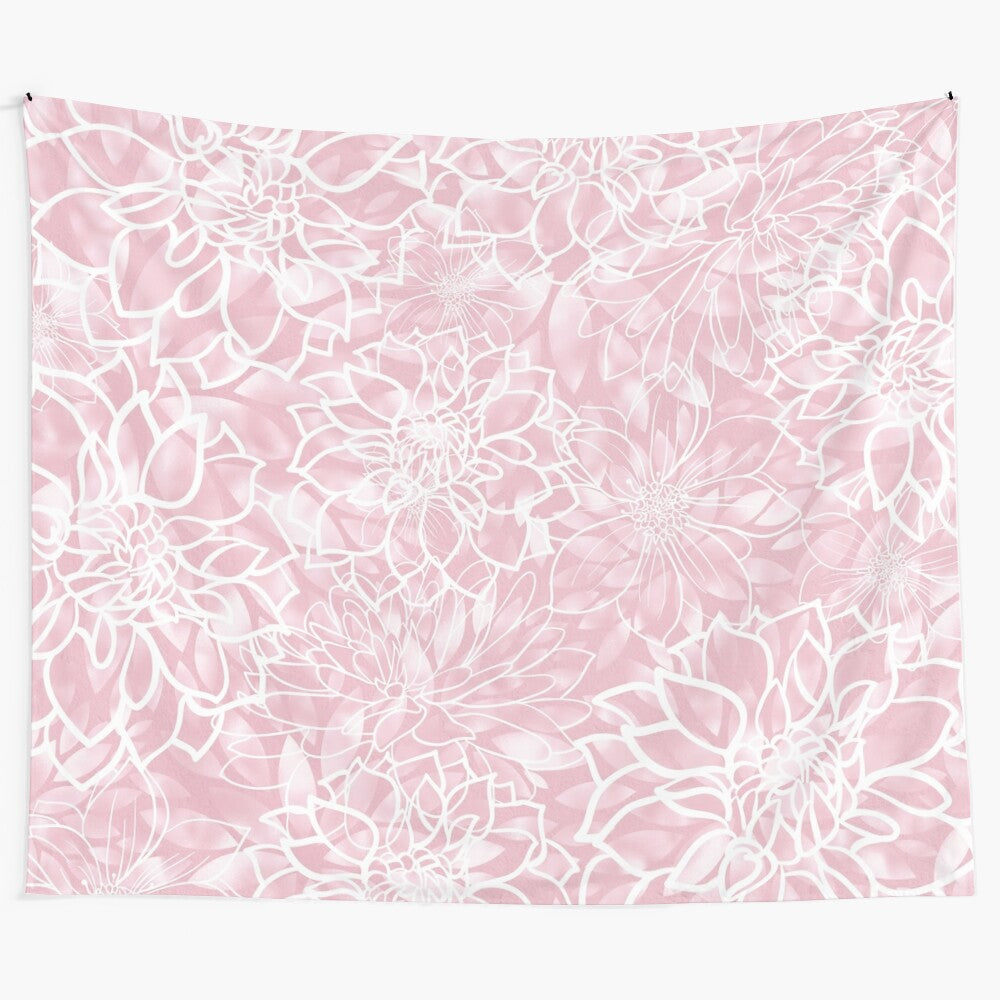 Pink floral garden pattern tapestry wall decor