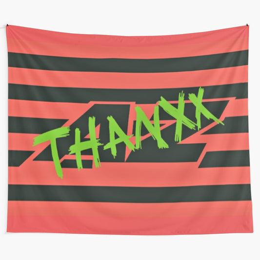 Unofficial ATEEZ THANXX inspired flag tapestry with band members and kpop imagery