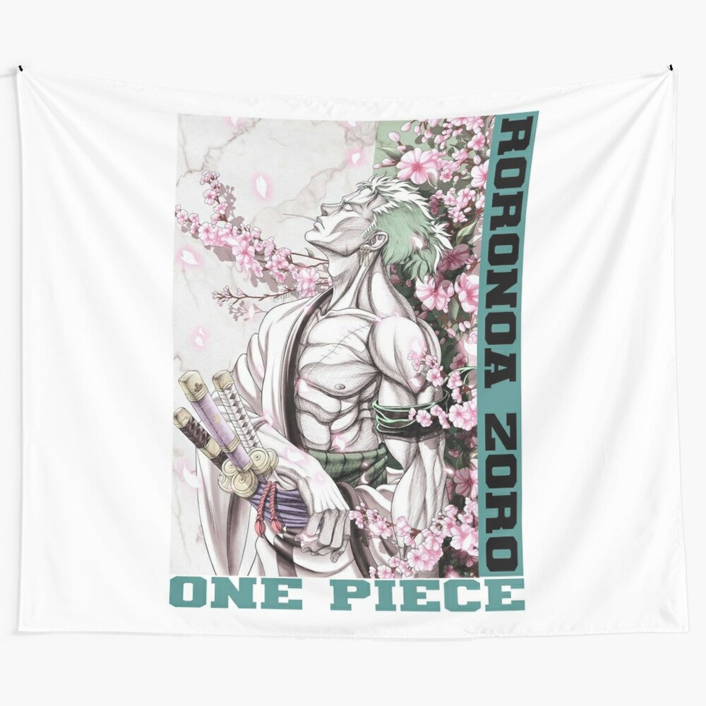 Zoro from One Piece anime character on a tapestry