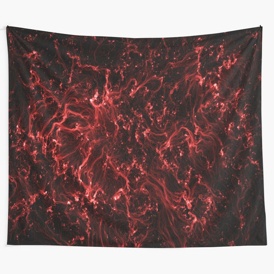 Neon flame ruby tapestry with vivid, fiery abstract design