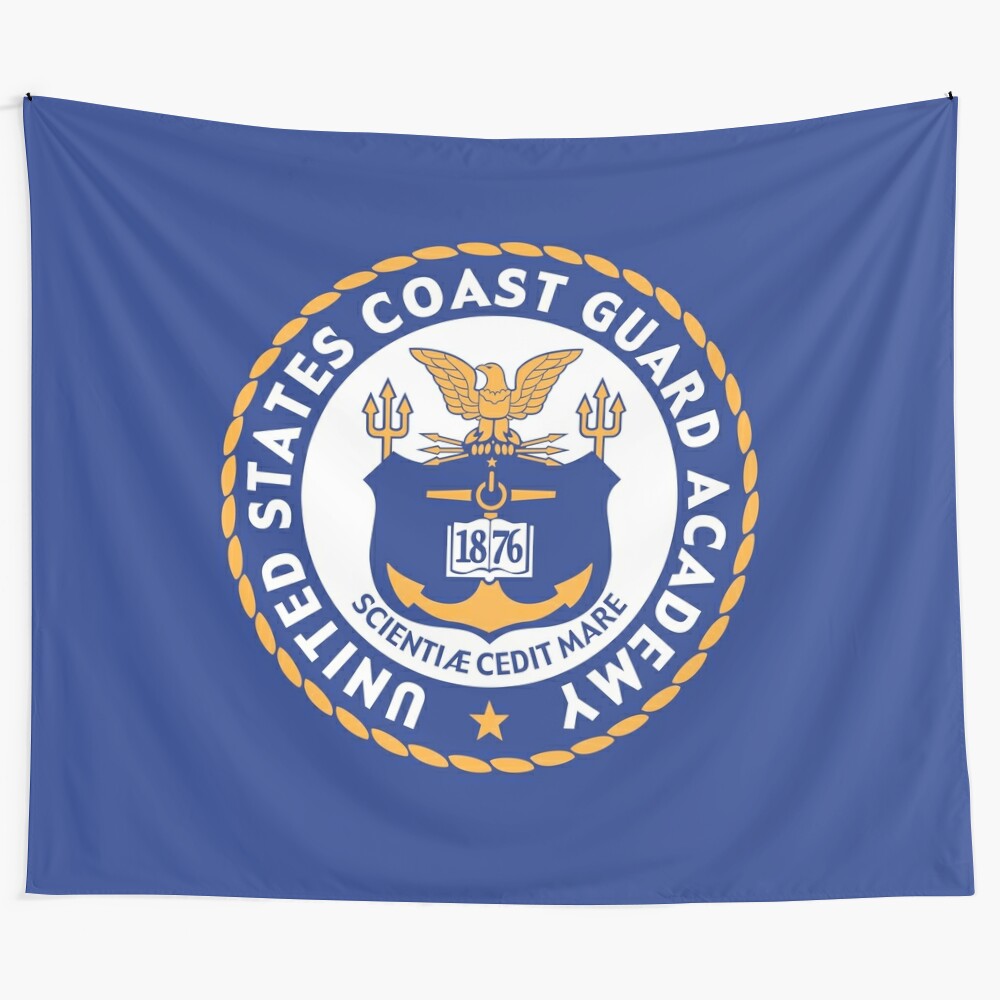 United States Coast Guard Academy Tapestry featuring the academy's logo and insignia