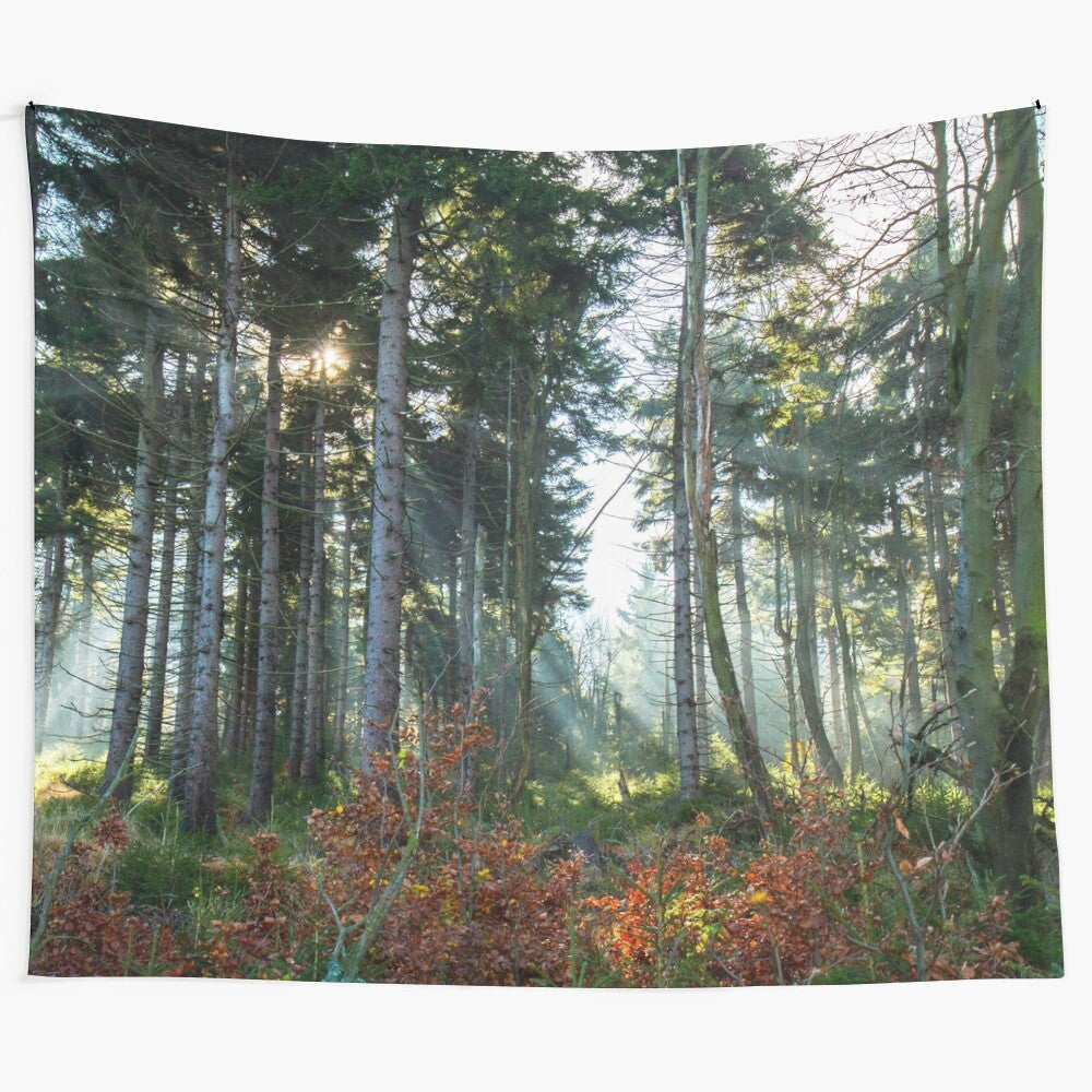 Great Owl Tapestry featuring a majestic owl in a mystical forest setting