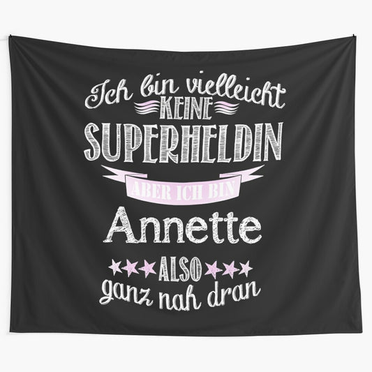 Annette's Superhero Tapestry - A Unique Tapestry Featuring a Woman, Not a Superhero