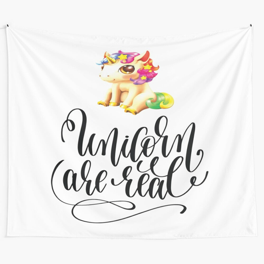 Magical unicorn wall tapestry with inspirational quote