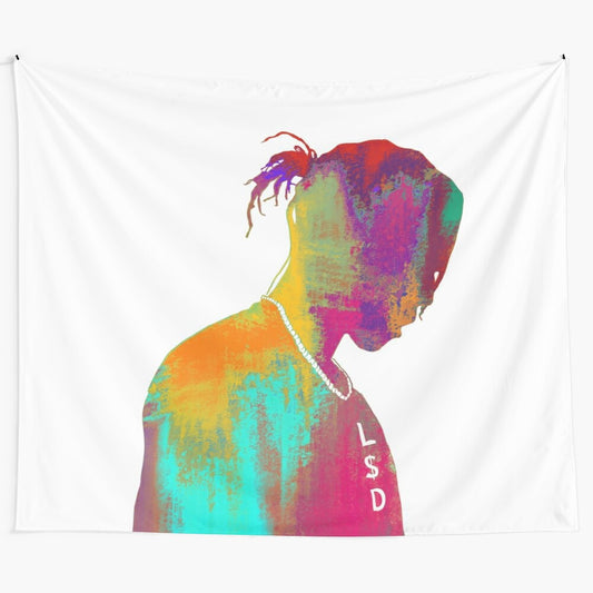 Vibrant tapestry inspired by ASAP Rocky's "Pretty Flacko" aesthetic