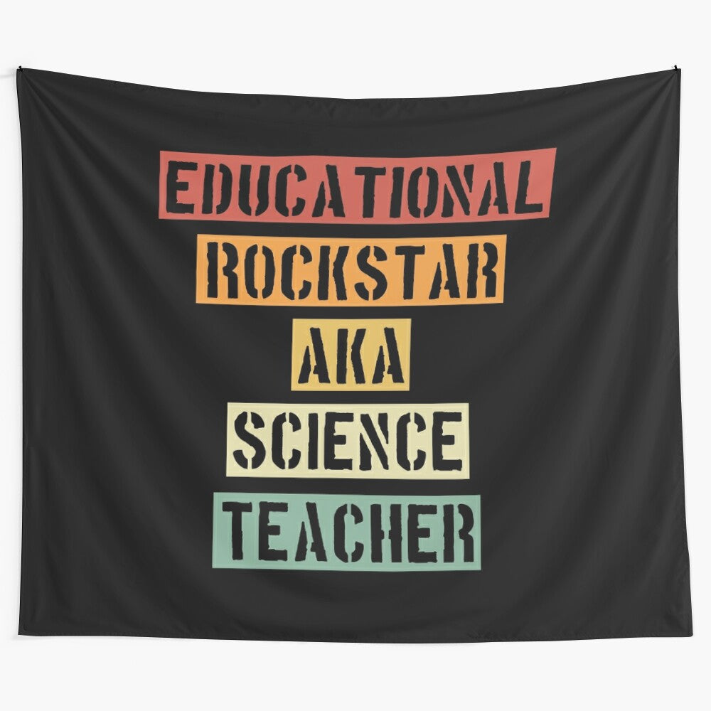 Retro science teacher wall art featuring an illustrated teacher figure