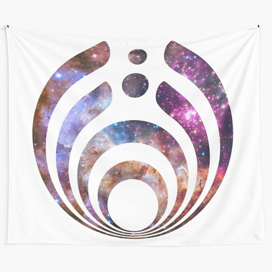 Cosmic galaxy tapestry with geometric and abstract designs