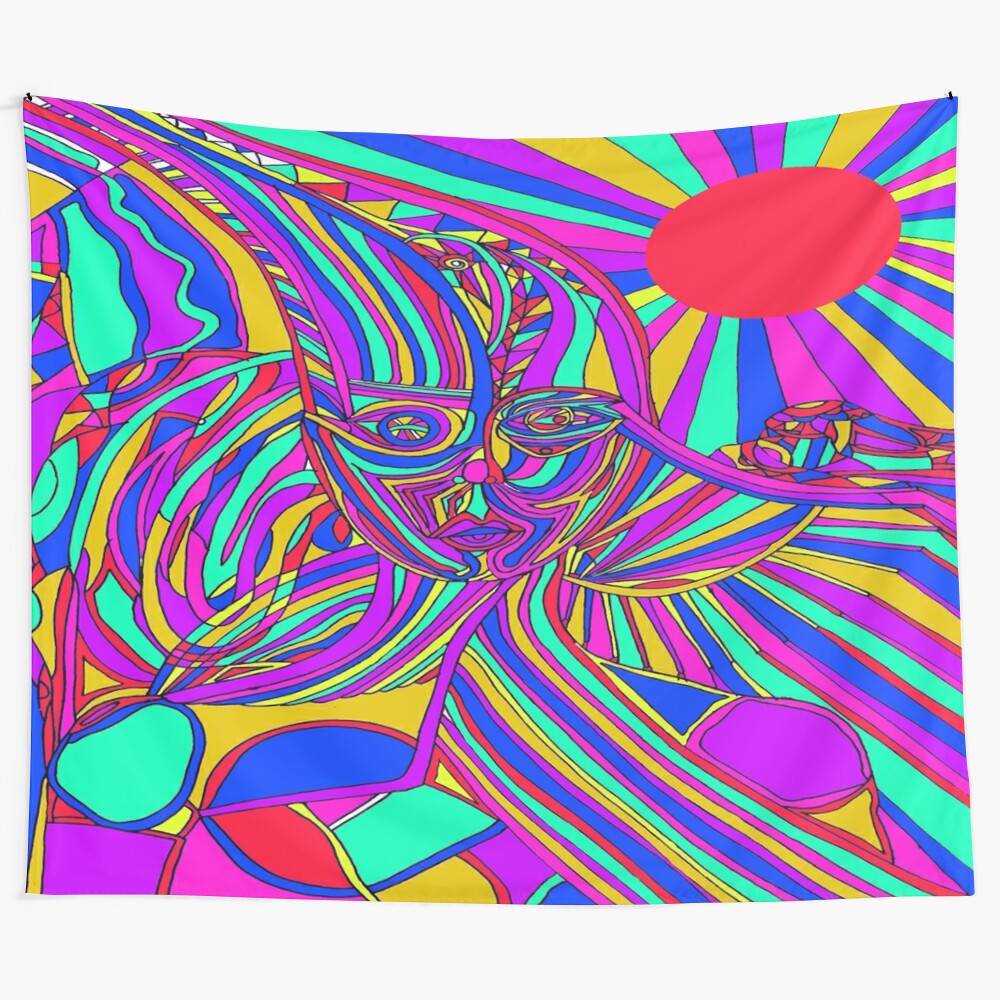 Fusion Computer Tapestry, a vibrant abstract art piece featuring nature and cultural elements