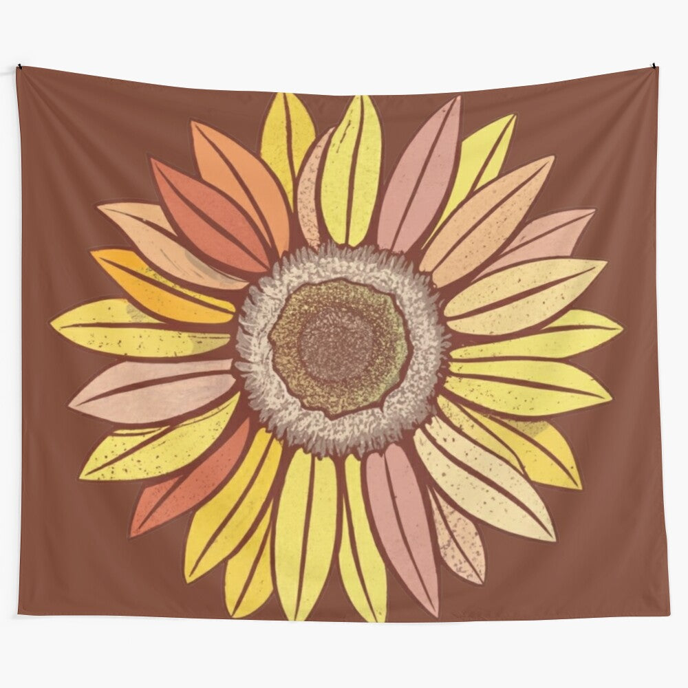 Sunflower design tapestry with a vibrant, nature-inspired pattern