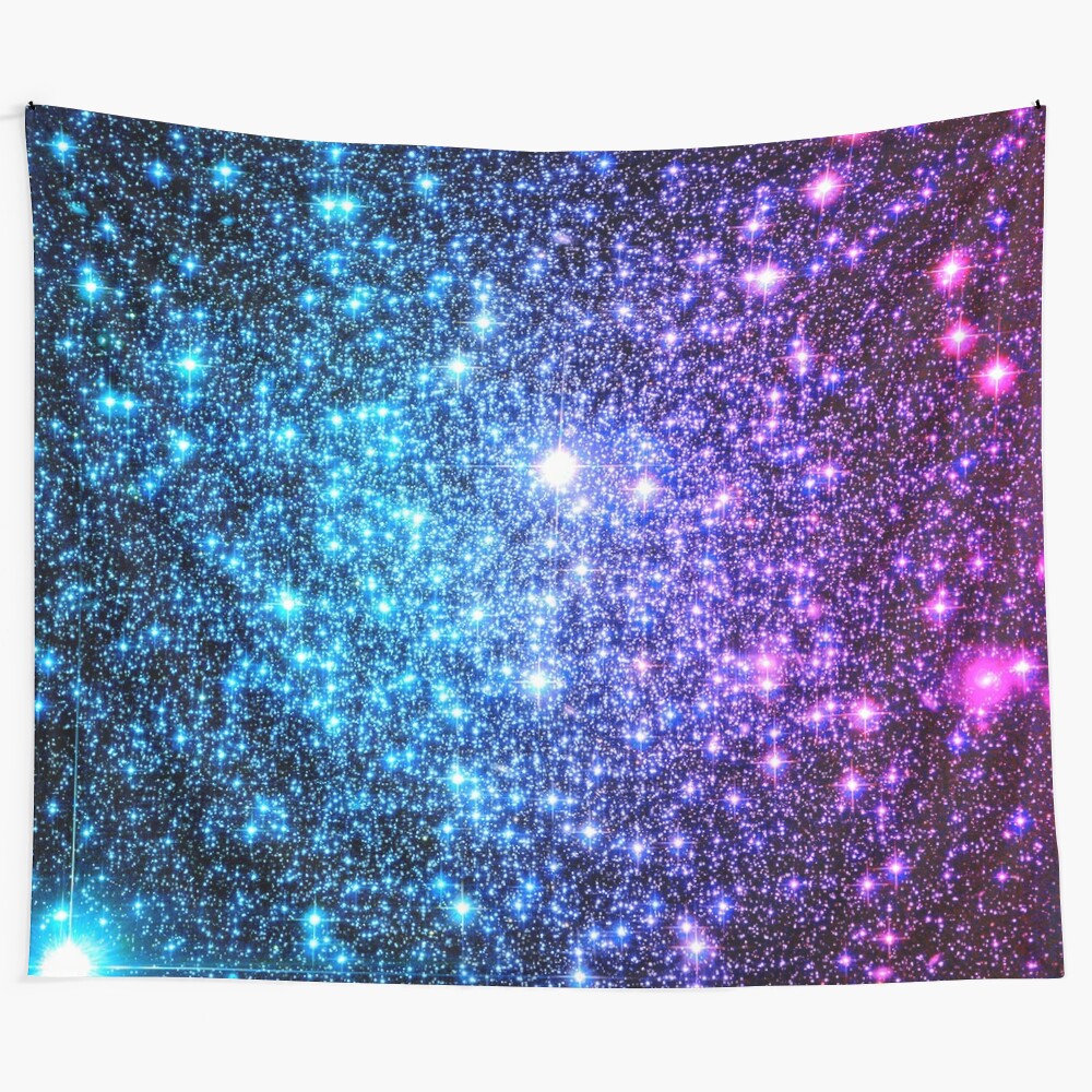 Vibrant galaxy sparkle stars tapestry with turquoise, blue, purple, and hot pink colors