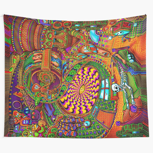 Psychedelic tapestry featuring visionary and mystical imagery