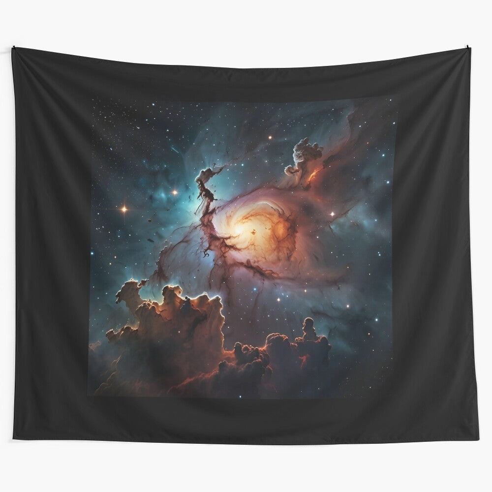 Intergalactic space adventure tapestry featuring fantasy alien space and space exploration elements