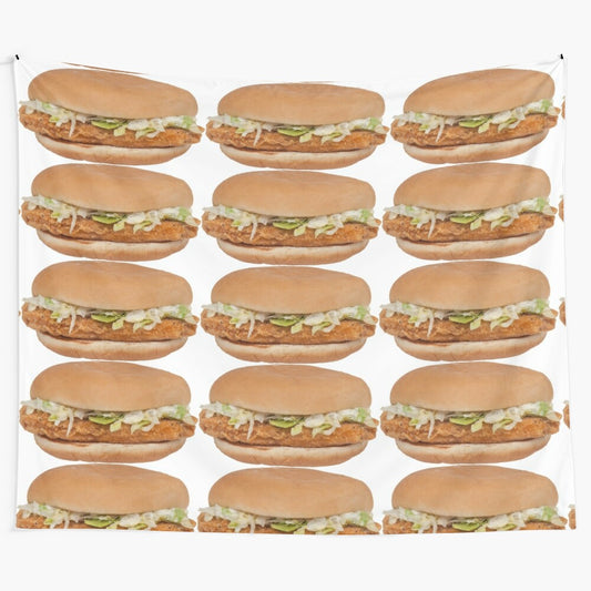 McChicken-inspired tapestry featuring a mouth-watering chicken sandwich design