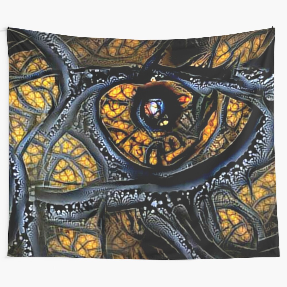 Visionary abstract art tapestry featuring a captivating contemporary design