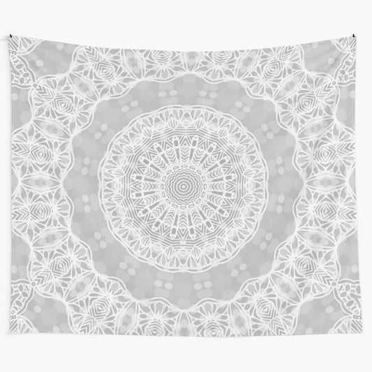 Soft Gray Mandala Tapestry