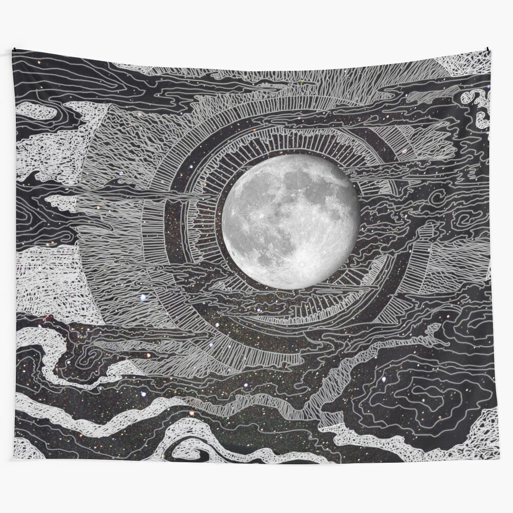 Moon Tapestry with Glowing Celestial Motifs