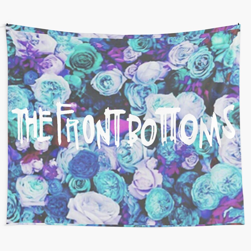 Floral tapestry featuring the TFB logo and design