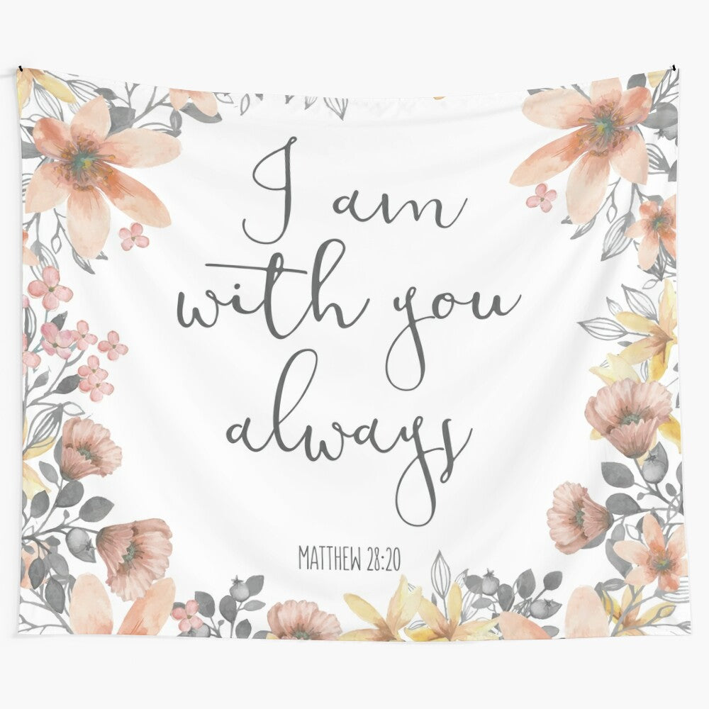 Watercolor Bible Verse Tapestry - Floral Christian Wall Hanging