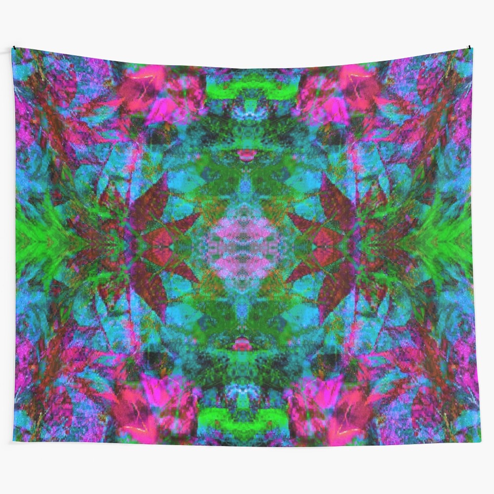 Retro psychedelic tapestry with trippy pattern for blacklight or UV lighting