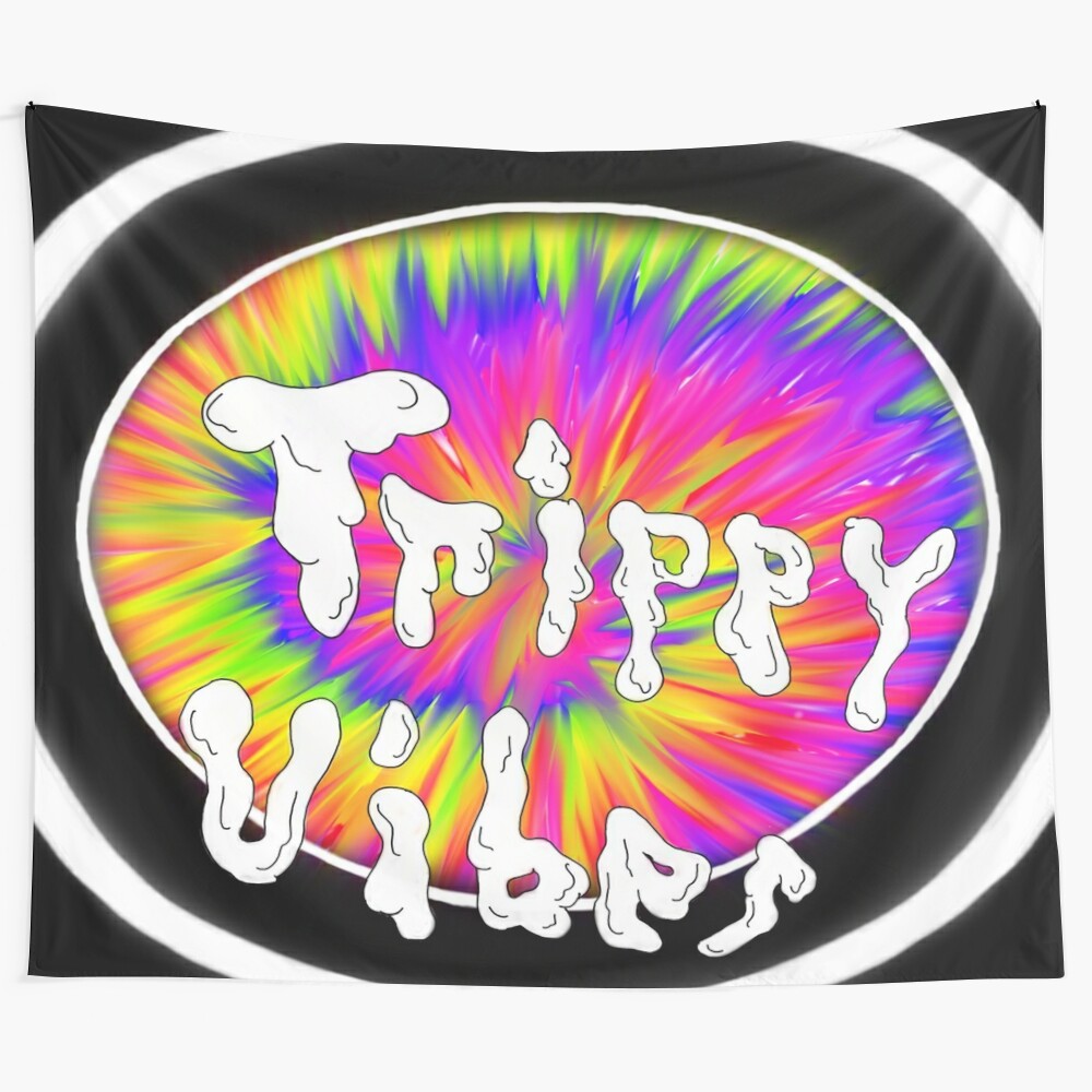 Vibrant trippy tapestry with psychedelic patterns and tie-dye design