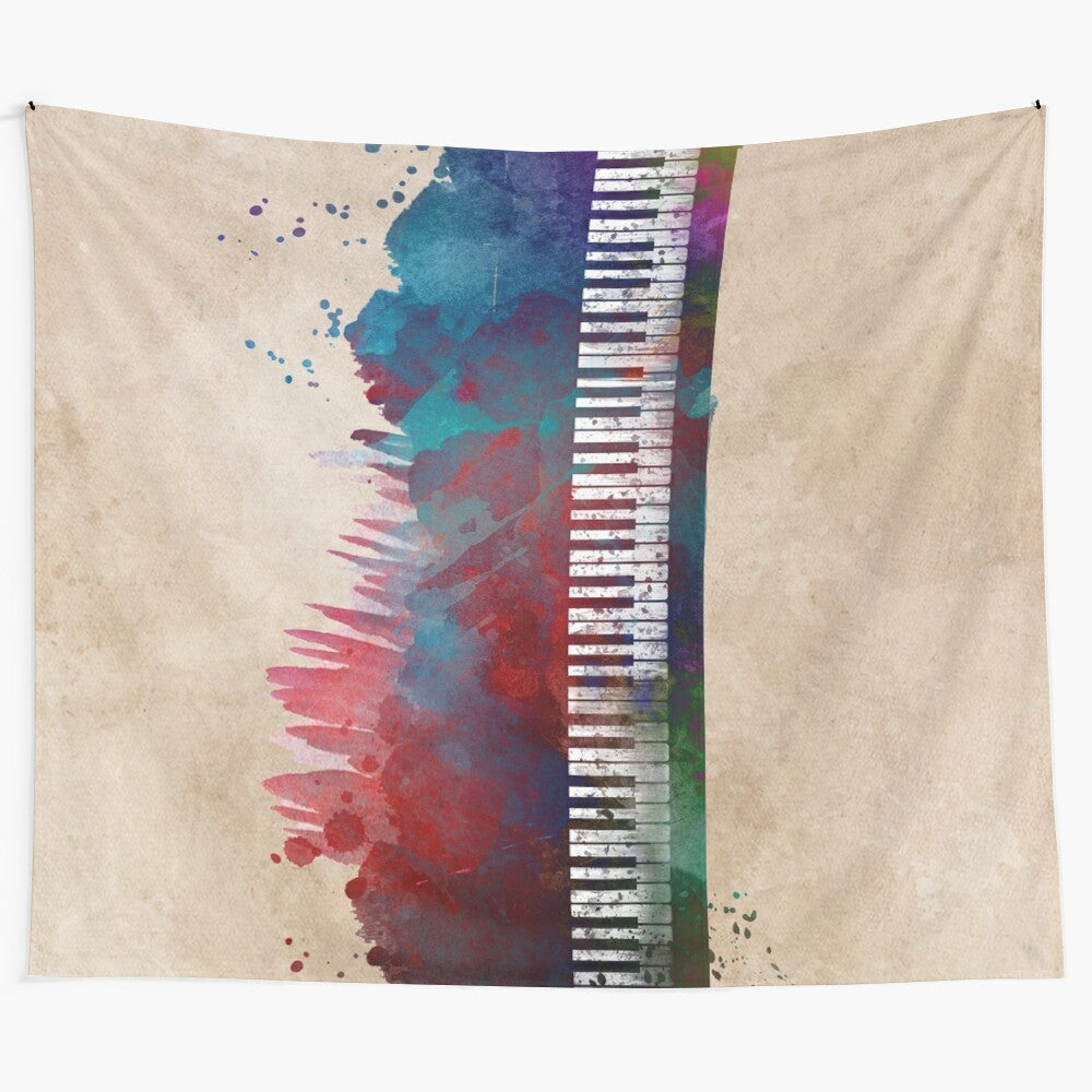 Watercolor painting of a piano keyboard, beautiful musical instrument wall art