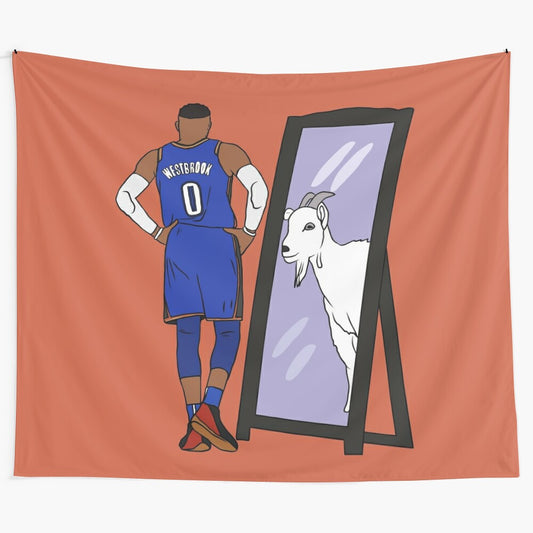 Russell Westbrook Tapestry Wall Hanging - Stylized Basketball Art