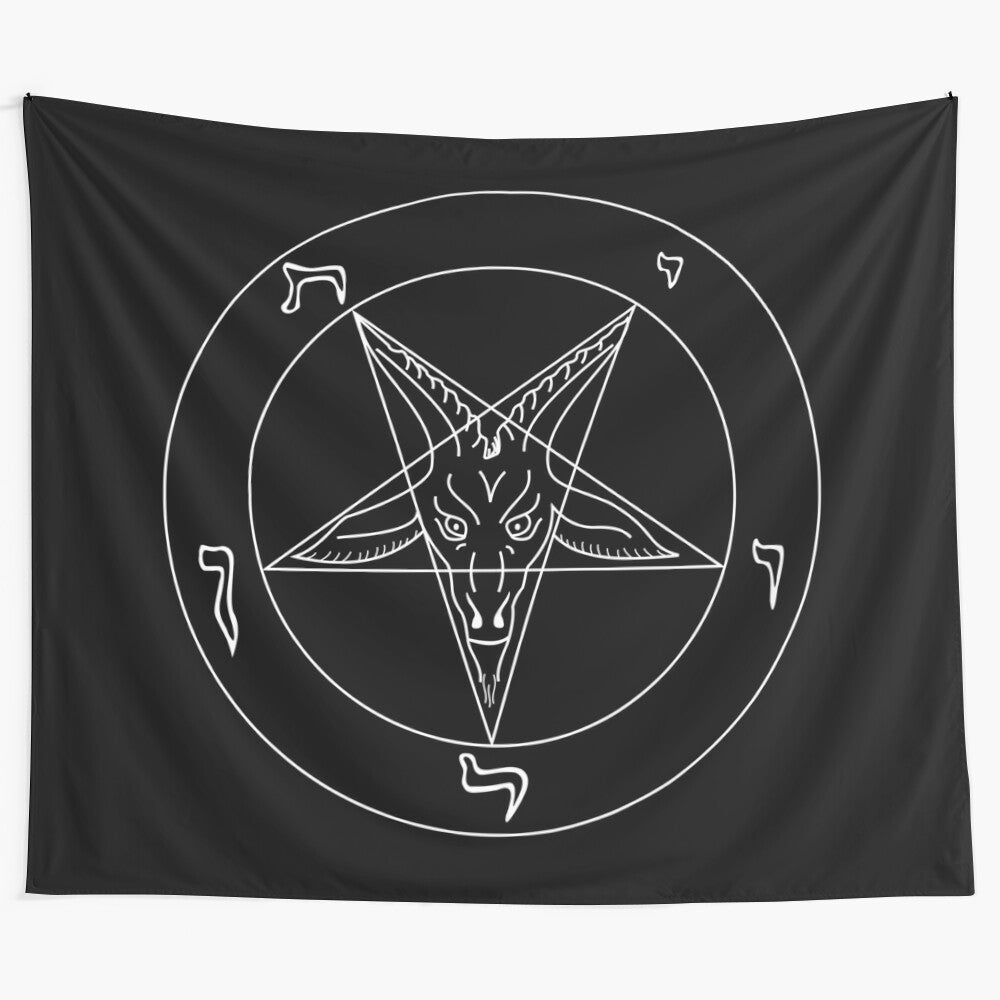 Satanic pentagram tapestry featuring the seal of baphomet