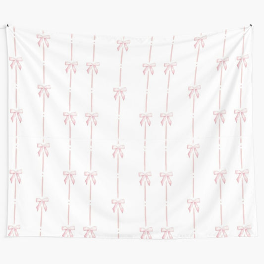 Tapestry featuring a pink bow ribbon coquette design