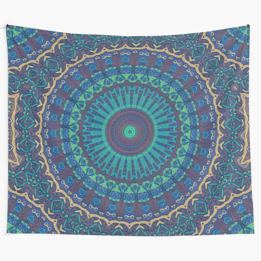 Indi Night Garden Mandala Tapestry, featuring a mesmerizing floral and sacred geometry pattern