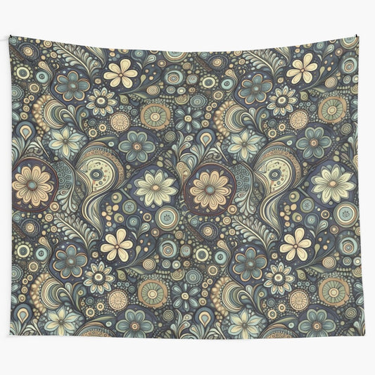 Retro-inspired boho floral tapestry wall hanging