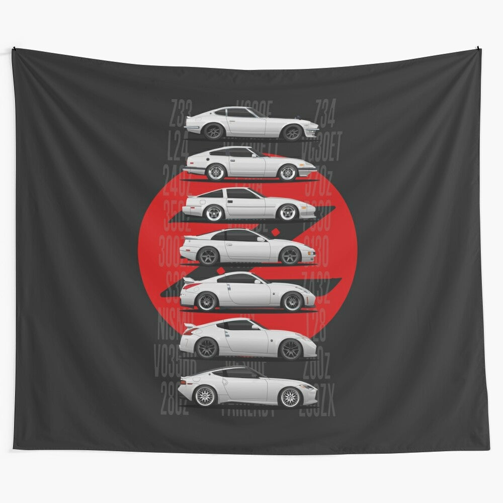 Z Generations (White) Tapestry - Automotive Enthusiast's Delight