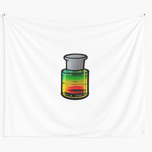 Vibrant educational chemistry vial tapestry for classrooms and libraries