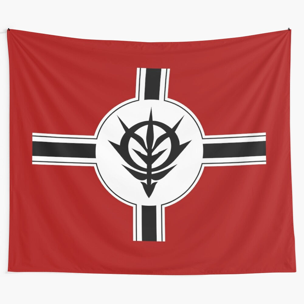 Zeon Gundam-inspired mobile suit flag tapestry