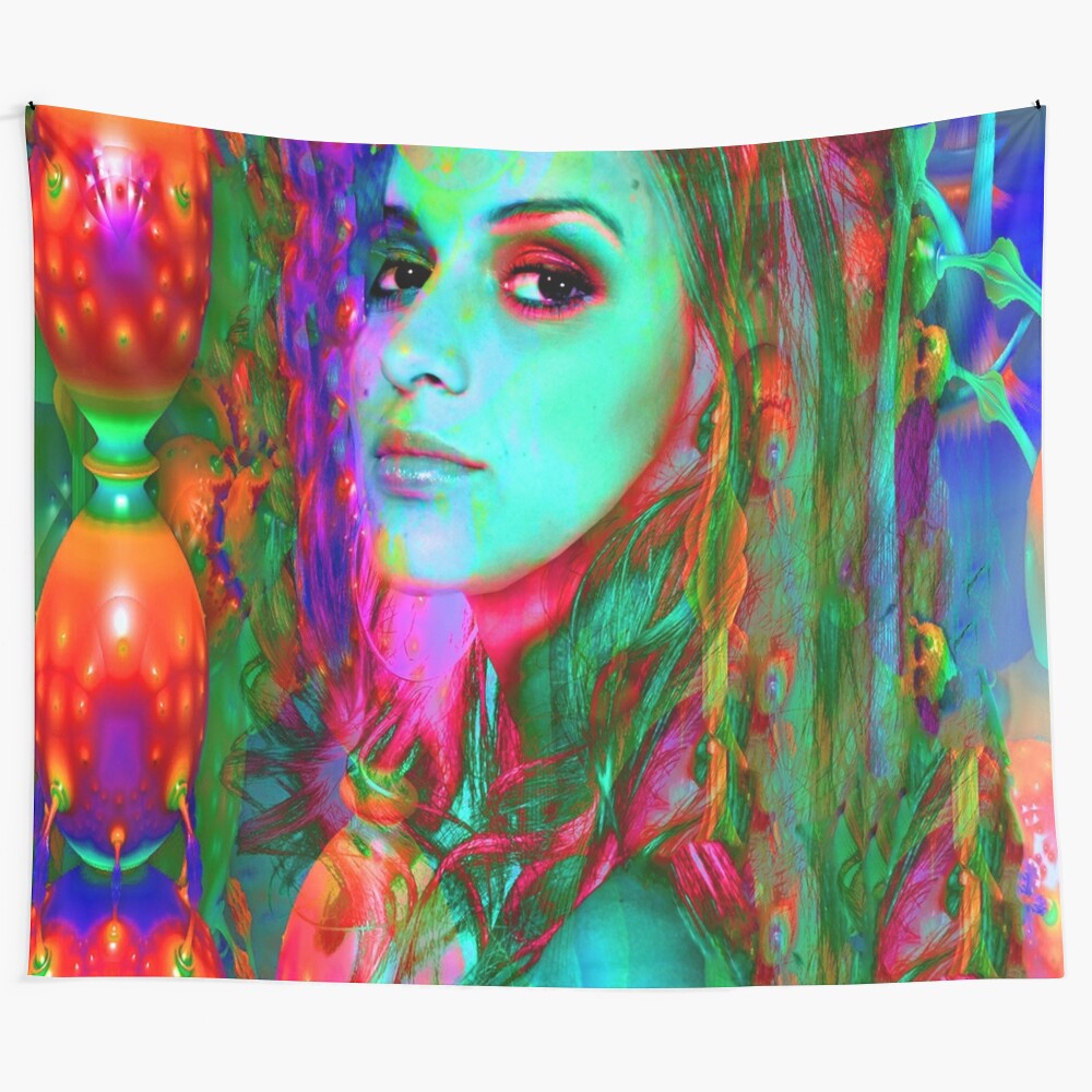 Colorful and abstract Alice in Wonderland inspired tapestry