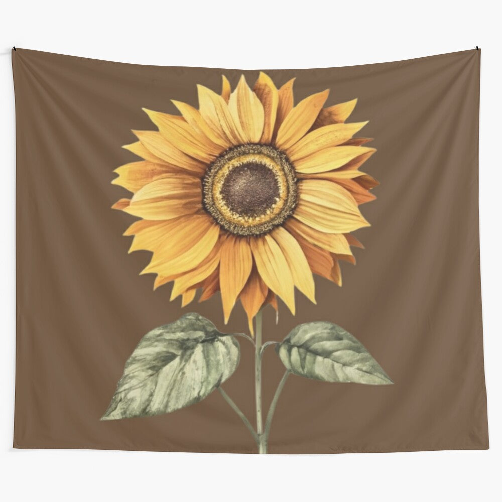 Colorful sunflower tapestry with watercolor-style design