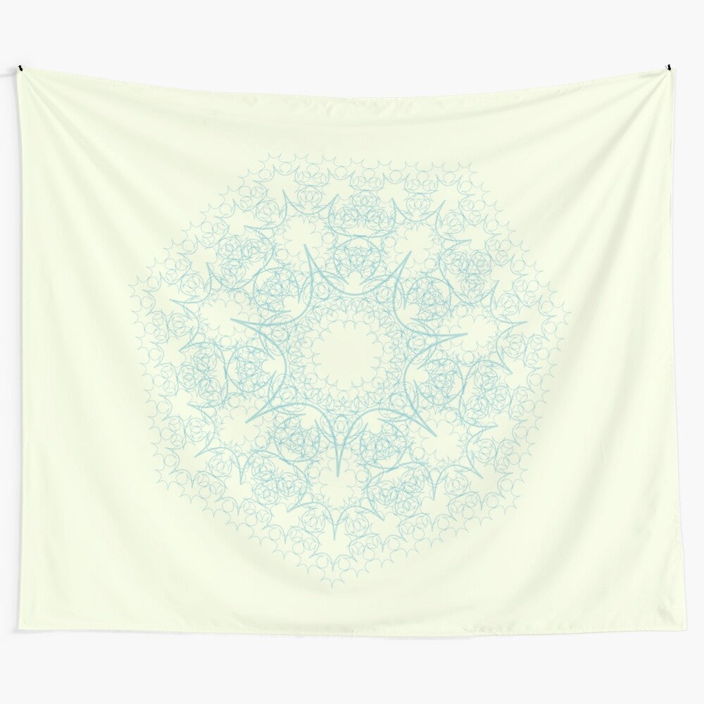 Sacred geometry mandala digital art printed on a tapestry wall hanging