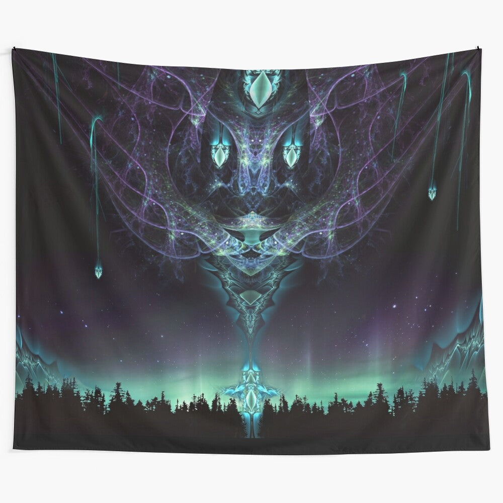 Visionary fractal tapestry with psychedelic patterns and cosmic imagery