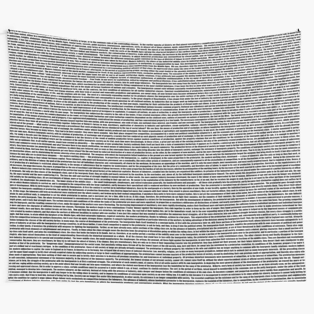 Marxist-inspired wall tapestry depicting the Communist Manifesto by Karl Marx