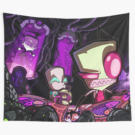 Invader Zim inspired tapestry featuring iconic characters and designs