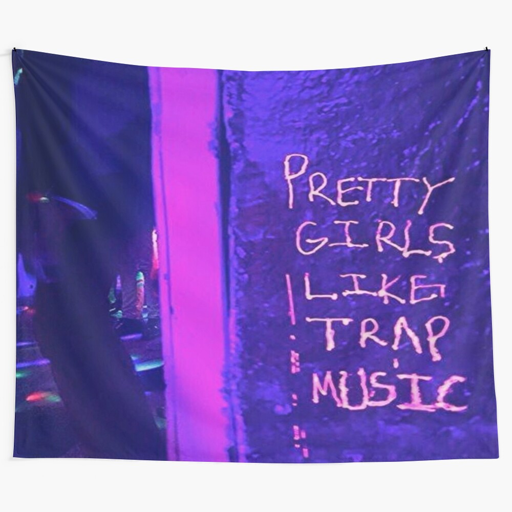 Tapestry featuring a female rapper in a stylish, aesthetic design