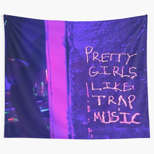 Tapestry featuring a female rapper in a stylish, aesthetic design