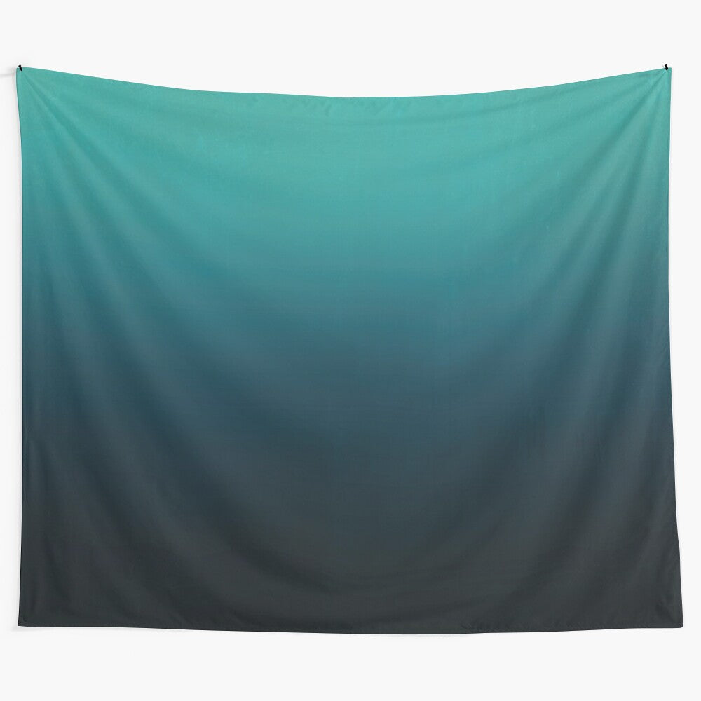 Underwater tapestry featuring a vibrant ombre blue and turquoise watercolor design