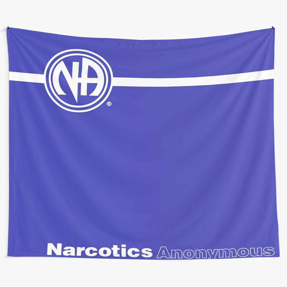 Narcotics Anonymous inspired tapestry featuring 12 steps and NA logo