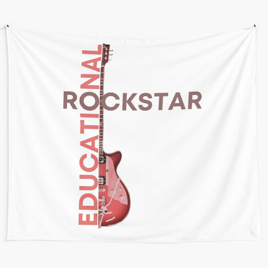 Educational Rockstar Tapestry featuring a teacher in a rock star pose