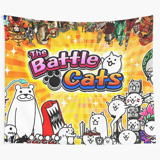 Battle Cats inspired tapestry featuring cute and kawaii cat characters